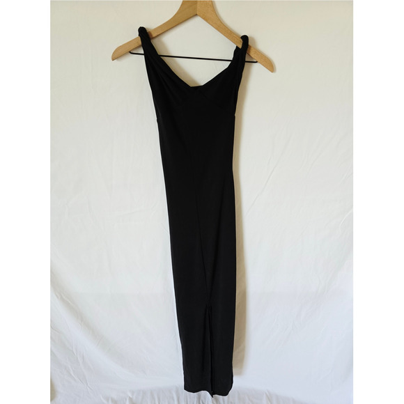 NWT Good American XS Black Sandwashed Off Shoulder Jersey Twisted Maxi Dress - Picture 4 of 7
